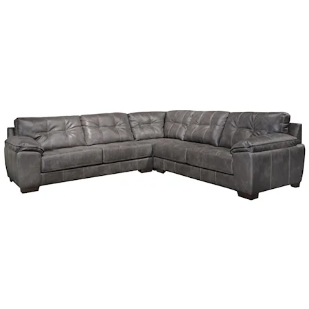 Contemporary Three Piece Sectional with Tufted Back